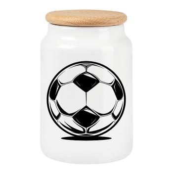Fußball Grafik - Keksdose mit Holzdeckel - Weiß - Vorne
