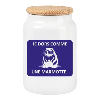 I sleep like a groundhog - Cookie Jar with Wooden Lid - white - Front