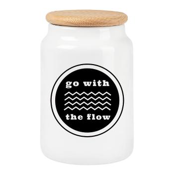 Nager - Suivre le courant - Boîte à biscuits avec couvercle en bois - blanc - Devant