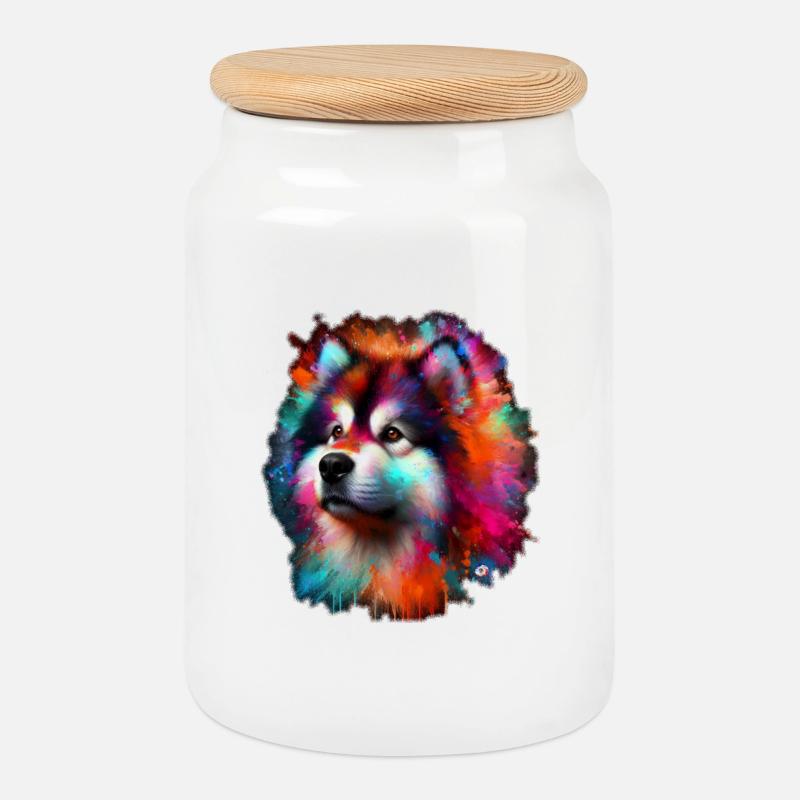 Malamute Faros - Cookie Jar with Wooden Lid - white