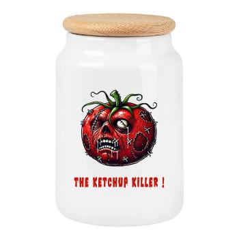 The Ketchup Killer - Cookie Jar with Wooden Lid - white - Front