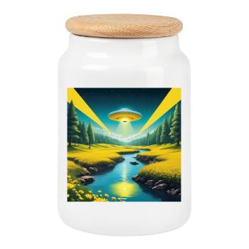 UFO - Cookie Jar with Wooden Lid - white - Front