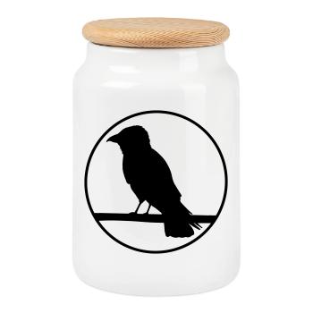 Design de mandala unique en noir et blanc - Boîte à biscuits avec couvercle en bois - blanc - Devant