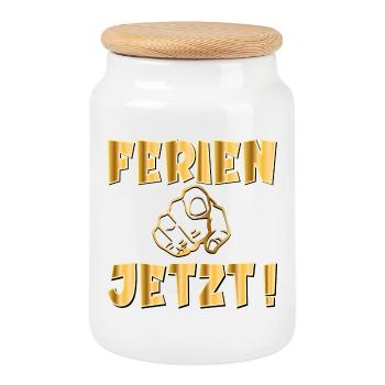 SOMMERFERIEN - WINTERFERIEN - FERIEN - Keksdose mit Holzdeckel - Weiß - Vorne