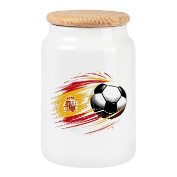 Viva Spanish Football, Flag of Spain - Cookie Jar with Wooden Lid - white - Front
