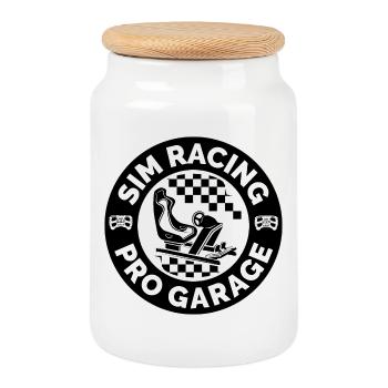 Sim Racing Gamer Rennsport Racer Logo Symbol icon - Keksdose mit Holzdeckel - Weiß - Vorne