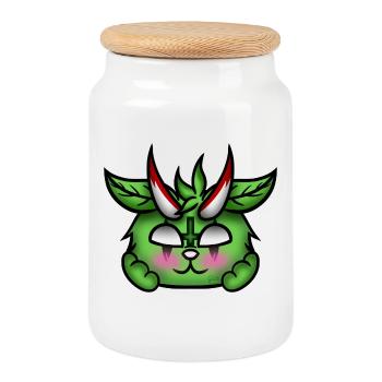Blushing Demon! - Cookie Jar with Wooden Lid - white - Front