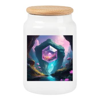 Magic Cave - Cookie Jar with Wooden Lid - white - Front