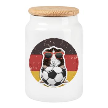 Cochon d’Inde Football Allemagne - Boîte à biscuits avec couvercle en bois - blanc - Devant