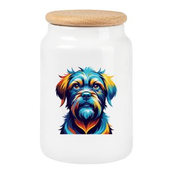 Belgische Griffon Hunderasse Bunte Karikatur Kawaii - Keksdose mit Holzdeckel - Weiß - Vorne