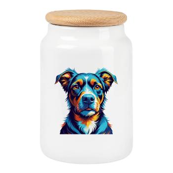 Braque Auvergne Chien Race Coloré Dessin Animé Kawaii - Boîte à biscuits avec couvercle en bois - blanc - Devant
