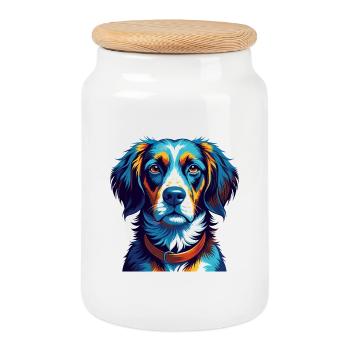 Braque Saint Germain Chien Race Dessin Animé Kawaii - Boîte à biscuits avec couvercle en bois - blanc - Devant