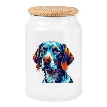Burgos pointeur chien race coloré dessin animé kawaii - Boîte à biscuits avec couvercle en bois - blanc - Devant