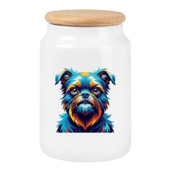 Brüsseler Griffon Hunderasse Bunte Karikatur Kawaii - Keksdose mit Holzdeckel - Weiß - Vorne