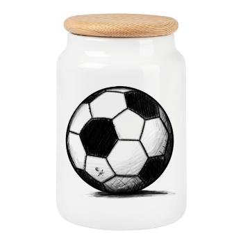 Classic football - Cookie Jar with Wooden Lid - white - Front