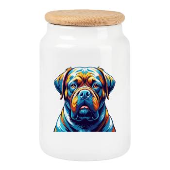 Bordeauxdogge Hunderasse Karikatur Kawaii - Keksdose mit Holzdeckel - Weiß - Vorne