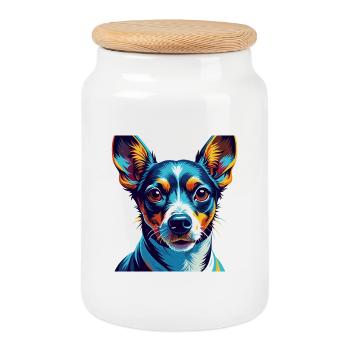 Decker Rat Terrier Hunderasse Karikatur Kawaii - Keksdose mit Holzdeckel - Weiß - Vorne