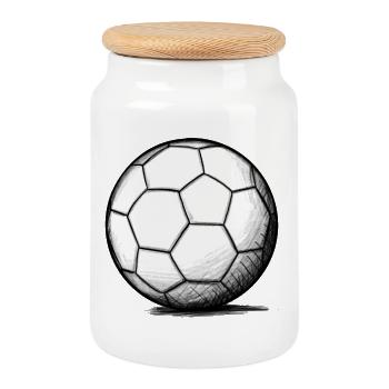 Just One Football (Illustration) - Cookie Jar with Wooden Lid - white - Front