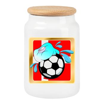 DÄNEMARK SOMMERHITZE FUßBALL - Keksdose mit Holzdeckel - Weiß - Vorne