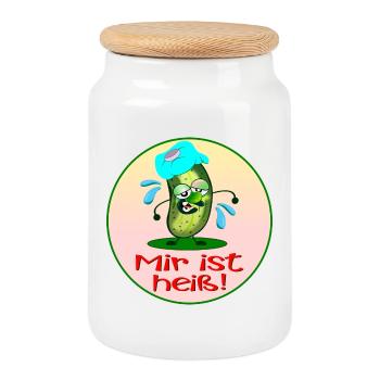 Hitze Sommer - Keksdose mit Holzdeckel - Weiß - Vorne
