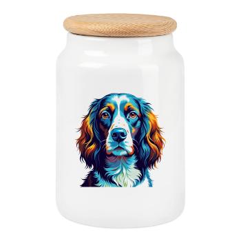 English Springer Spaniel Hunderasse Karikatur Kawaii - Keksdose mit Holzdeckel - Weiß - Vorne