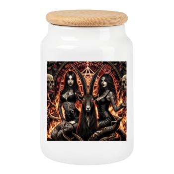 Living with Satan - Cookie Jar with Wooden Lid - white - Front