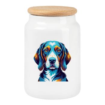 Französischer dreifarbiger Jagdhund, Hunderasse Cartoon Kawaii - Keksdose mit Holzdeckel - Weiß - Vorne
