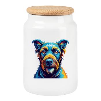 Irish Terrier Dog Breed Colorful Cartoon Kawaii - Cookie Jar with Wooden Lid - white - Front