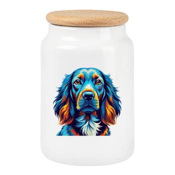 Irish Setter Dog Breed Colorful Cartoon Kawaii - Cookie Jar with Wooden Lid - white - Front