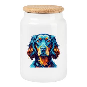 Gordon Setter Hunderasse Bunte Karikatur Kawaii - Keksdose mit Holzdeckel - Weiß - Vorne