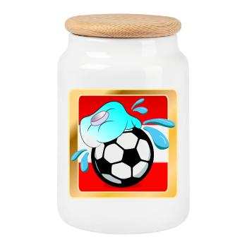 SUMMER IN AUSTRIA FOOTBALL - Cookie Jar with Wooden Lid - white - Front