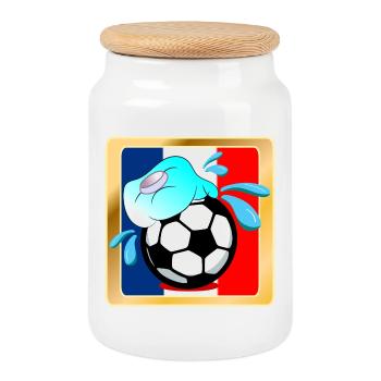 France Summer Football - Cookie Jar with Wooden Lid - white - Front