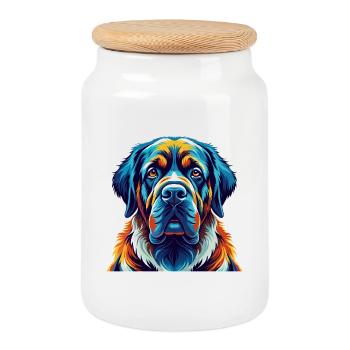 Kumaon Mastiff Chien Race Coloré Dessin animé Kawaii - Boîte à biscuits avec couvercle en bois - blanc - Devant