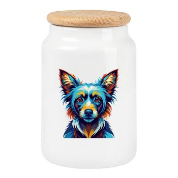 Péruvien Inca Orchidée Chien Race Dessin Animé Kawaii - Boîte à biscuits avec couvercle en bois - blanc - Devant