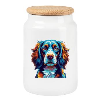 Picardie Spaniel Hunderasse Bunte Karikatur Kawaii - Keksdose mit Holzdeckel - Weiß - Vorne