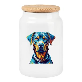 Rhodesian Ridgeback Chien Race Dessin animé Kawaii - Boîte à biscuits avec couvercle en bois - blanc - Devant