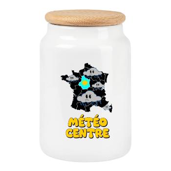 Météo centre - Boîte à biscuits avec couvercle en bois - blanc - Devant