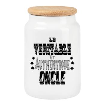 Le Véritable et Authentique Oncle - Boîte à biscuits avec couvercle en bois - blanc - Devant