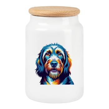 Basset Griffon Vendeen Hunderasse Karikatur Kawaii - Keksdose mit Holzdeckel - Weiß - Vorne