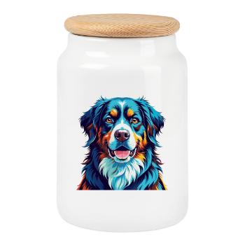 Berner Laufhund Hunderasse Bunte Karikatur Kawaii - Keksdose mit Holzdeckel - Weiß - Vorne
