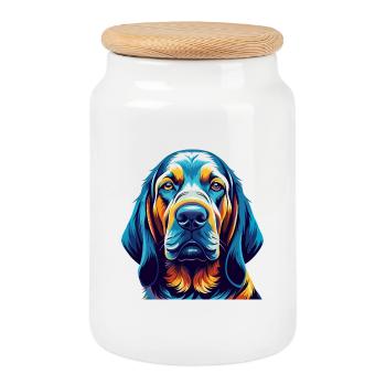 Bloodhound Hunderasse Bunte Karikatur Kawaii - Keksdose mit Holzdeckel - Weiß - Vorne
