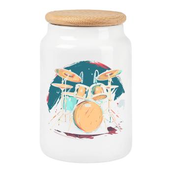 Illustration de piège - Boîte à biscuits avec couvercle en bois - blanc - Devant