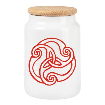 Fleur rouge à trois pétales - Boîte à biscuits avec couvercle en bois - blanc - Devant
