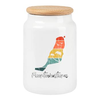 Fuerteventura plan carte Îles Canaries rétro vintage - Boîte à biscuits avec couvercle en bois - blanc - Devant
