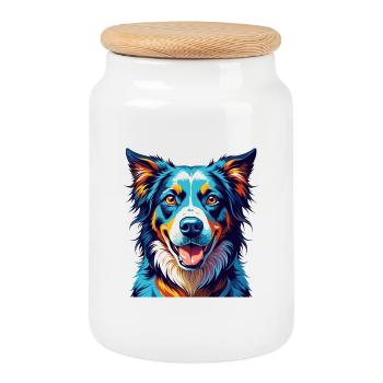 Schweizer Laufhund Race de chien Dessin animé Kawaii - Boîte à biscuits avec couvercle en bois - blanc - Devant