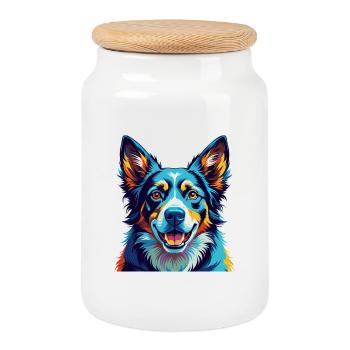 Schweizer Laufhund Hunderasse Bunte Karikatur Kawaii - Keksdose mit Holzdeckel - Weiß - Vorne
