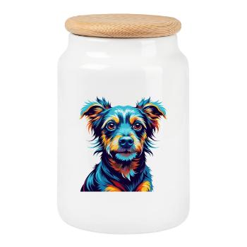 Tyroler Bracke Hunderasse Bunte Karikatur Kawaii - Keksdose mit Holzdeckel - Weiß - Vorne