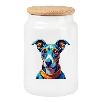 Whippet Hunderasse Bunte Karikatur Kawaii - Keksdose mit Holzdeckel - Weiß - Vorne