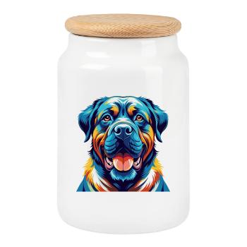 Transmontano Mastiff Chien Race Dessin animé Kawaii - Boîte à biscuits avec couvercle en bois - blanc - Devant