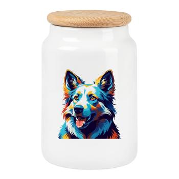 Weißer Schäferhund Hunderasse Bunte Karikatur Kawaii - Keksdose mit Holzdeckel - Weiß - Vorne